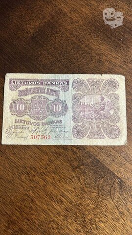 1922 metu 10 litu banknotas