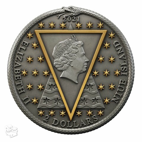 Sidabrinė moneta 999, auksuota 50 mm 62 gr