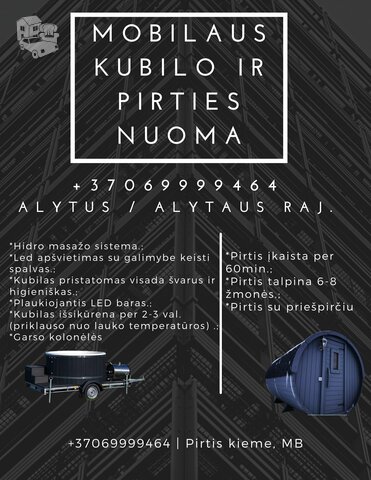 Alytuje / Pietų Lietuvoje NUOMA  Mobilūs Kubilai, mobilios