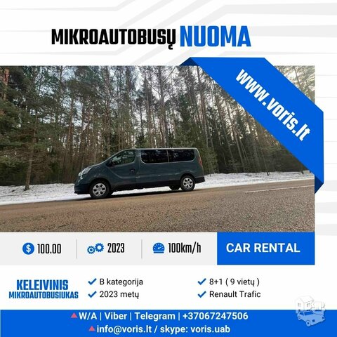 9 VIETŲ NAUJŲ MIKROAUTOBUSU NUOMA SU B KATEGORIJA - NUOMUOJAME