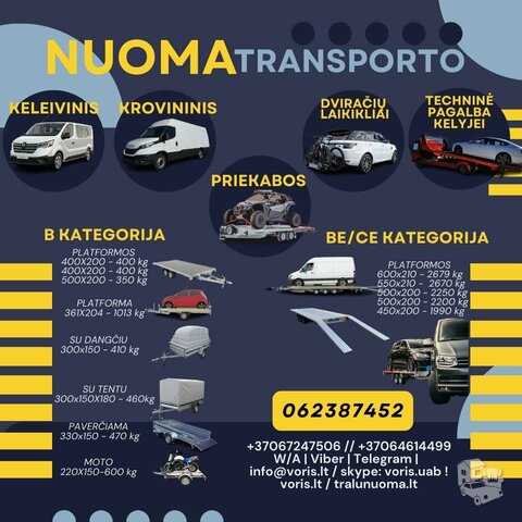 Turim įvairių BE,CE arba B kategorija PRIEKABŲ-TRALIUKŲ NUOMA