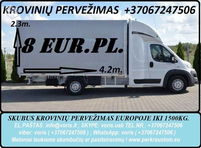 Krovinių Pervežimas tentiniu mikroautobusiuku Lietuva –