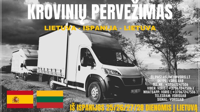 * Keturačių transportavimas ISPANIJA - LIETUVA * Motociklų perve