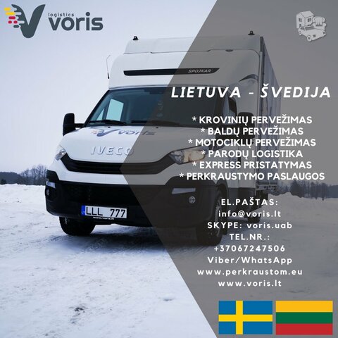 Iš Švedijos į Lietuvą vežame motociklus, baldus, įrangą,