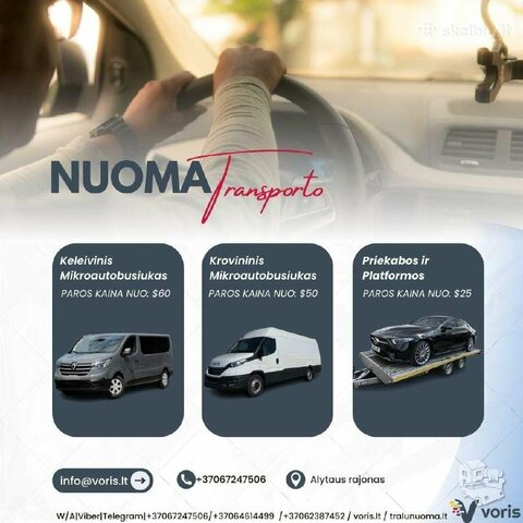 Įvairaus transporto nuoma - Priekabos/Keleiviniai/krovininiai