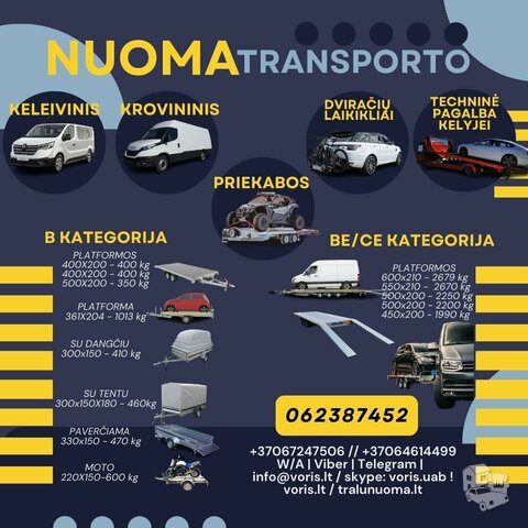 Lengvųjų automobilinių priekabų nuoma Alytuje ir rajone