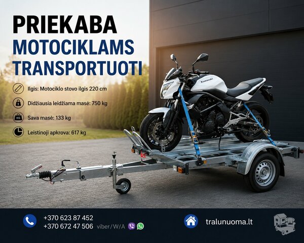 PRIEKABA MOTOCIKLAMS TRANSPORTUOTI Pakanka B kategorijos