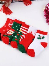 Vaikiškų kalėdinių kojinaičių rinkinys, trijų dydžių, 5vnt.