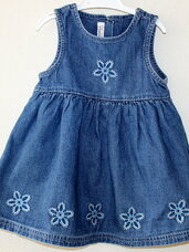 Džinsinė suknelė-sarafanas mergaitei iki 1 metukų