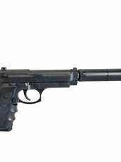 Airsoft spyruoklinis pistoletas su duslintuvu