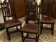 1880's French Jacobean Style Carved Oak Chairs 4pcs