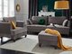 Minkšta sofa lova Nr154+fotelis+pufas veliūras pilkas
