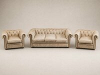 Chesterfield baldų komplektas 3+1+1 (Anilininė oda )