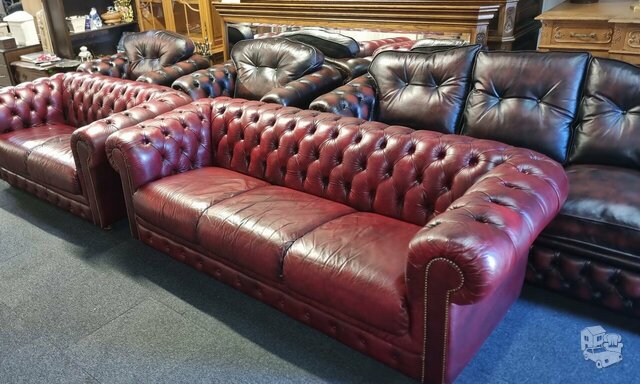 Chesterfield natūralios odos sofa