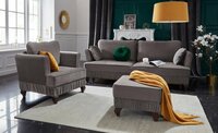 Minkšta sofa lova Nr154+fotelis+pufas veliūras pilkas