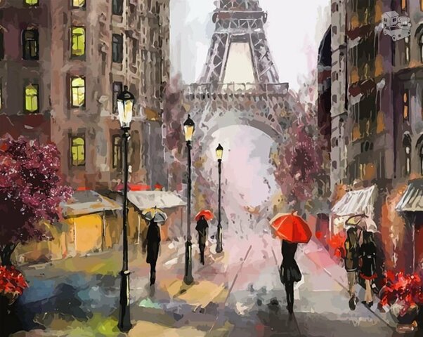 Tapybos pagal skaičius rinkinys "Rain in Paris"