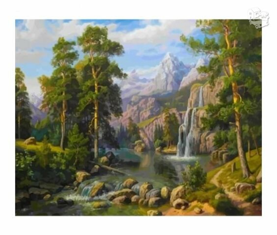 Tapybos pagal skaičius rinkinys "Waterfall", 40x50 cm