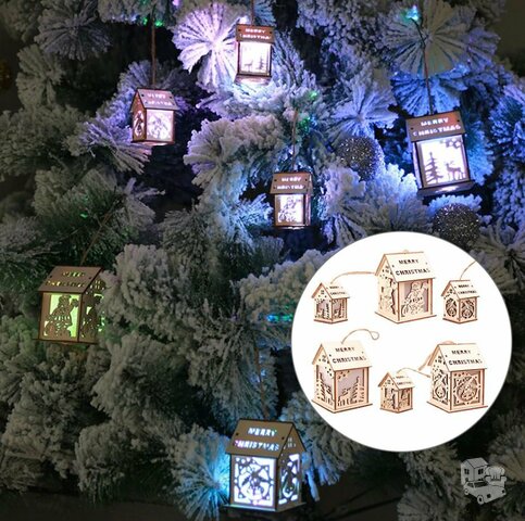 Medinė LED pakabinama kalėdinė dekoracija