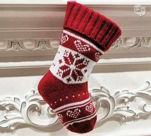 Megzta Kalėdinė kojinė, 24 cm