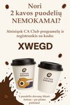 2 kavos nemokamai Ca Club su kodu XWEGD