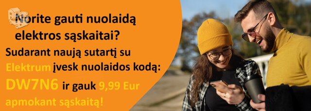 Elektrum nuolaidos kodas DW7N6 - nuolaida 9,99 Eur