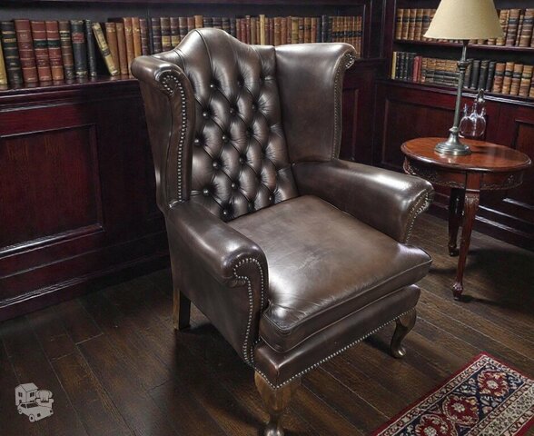 Chesterfield natūralios odos fotelis