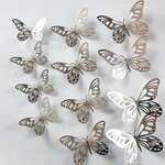 3D sienos lipdukai "Metalo drugeliai", 12 vnt.