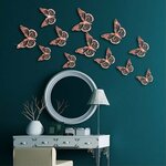 3D sienos lipdukai "Metalo drugeliai", 12 vnt.