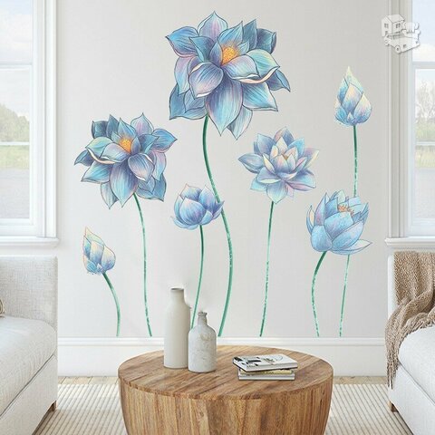 Sienos lipdukas "Blue Flowers"
