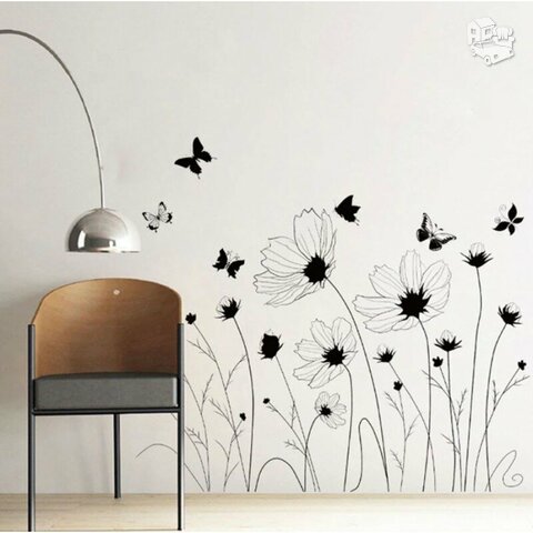 Sienos lipdukas "Butterfly Flowers"