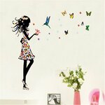 Sienos lipdukas "Mergaitė su drugeliais"