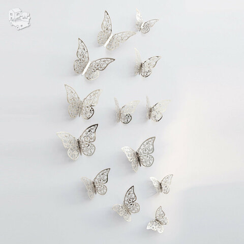 3D sienos lipdukai "Metalo drugeliai"