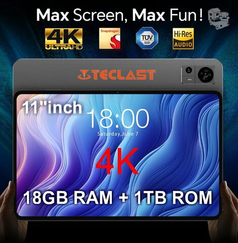 Nauji Blackview Planšetiniai Kompiuteriai-11"-16Gb Ram/1Tb  Rom