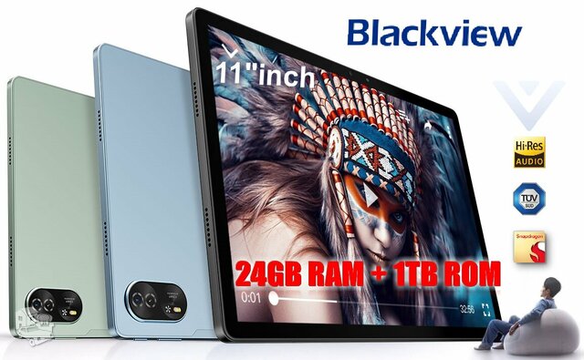 NAUJAS! BLACKVIEW TAB PC 4K UHD 11.0"COLIŲ+SNAPDRAGON 8+5G+2SIM