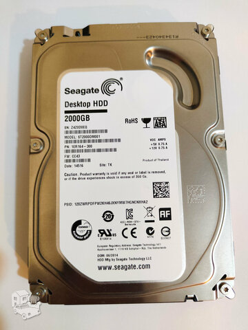 Parduodu Seagate 2000 GB HDD kietąjį diską