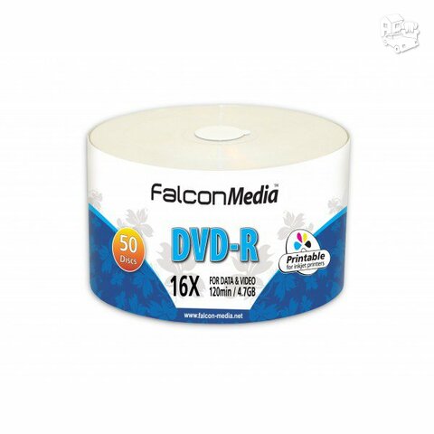 Falcon media DVD-R 16X 4.7GB baltu spausdinamu paviršiumi