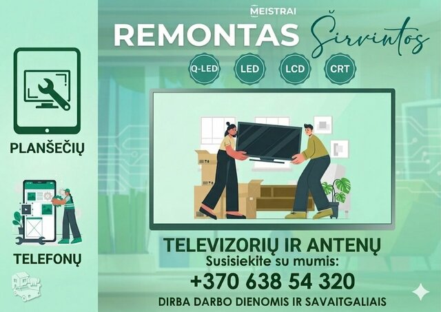 Televizorių ir kitos video technikos remontas Širvintose, Ukmerg